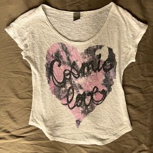 women's cosmic love graphic tee - white and pink
